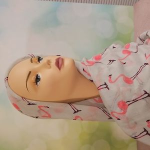 Pink flamingos on a mint green background long scarf Nordstrom NWOT animal print